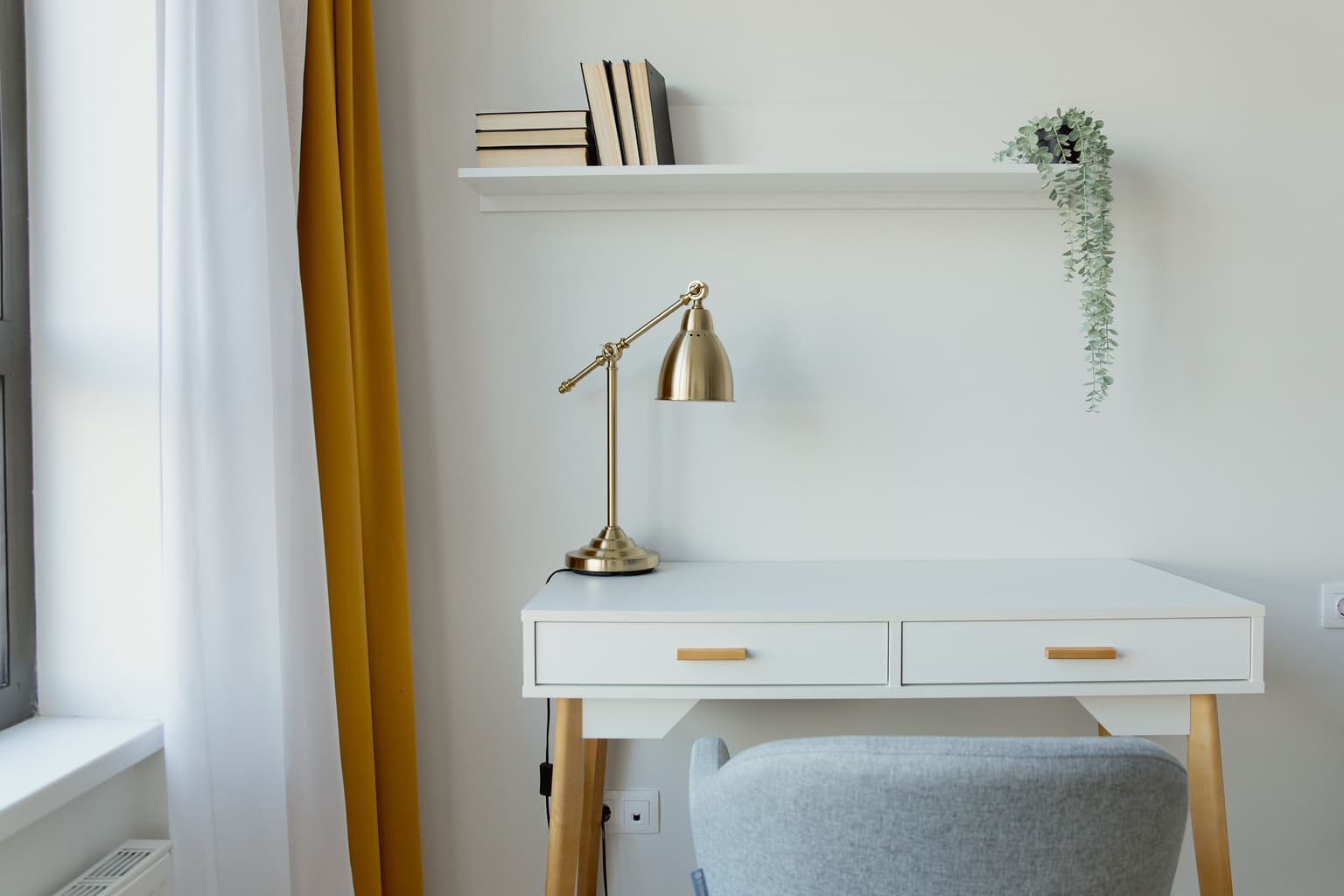 Styled shelves with curated decor accents and balanced home styling